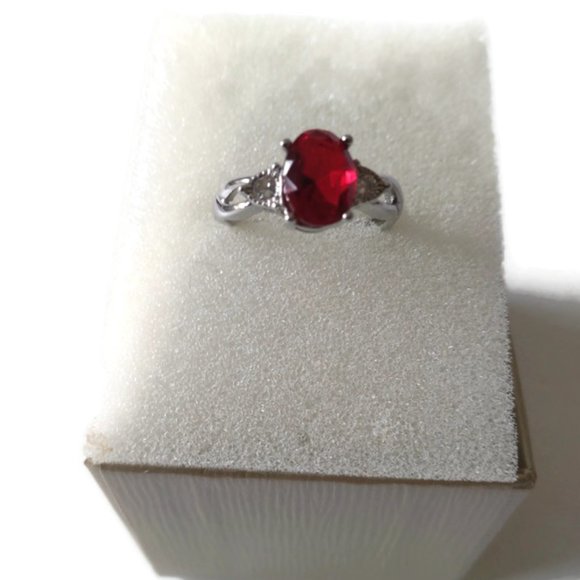 SOLD ON DIFFERENT PLATFORM .925 silver Lab Created Ruby Ring - Picture 6 of 6